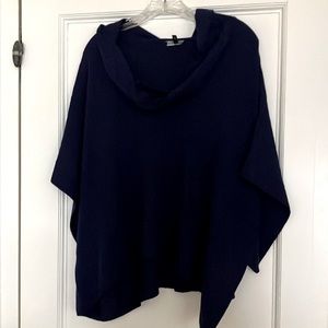 EILEEN FISHER boxy wide short sleeve drape neck layering wool sweater Size M